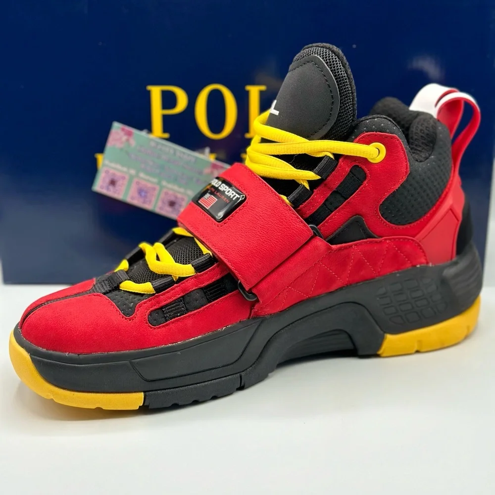 NEW Polo Ralph Lauren PS100 High-Top Sneakers 809846180002‎ Red/Black